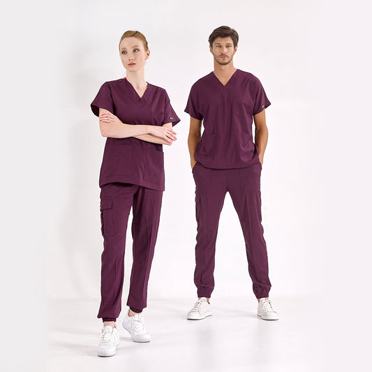 Mürdüm Jogger Doktor Hemşire Medikal Scrubs Takım Lüks Likralı Kumaş
