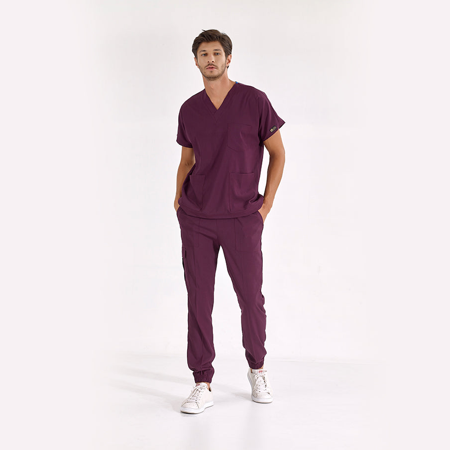 Mürdüm Jogger Doktor Hemşire Medikal Scrubs Takım Lüks Likralı Kumaş