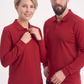 Kırmızı Polo Yaka Uzun Kol İş Sweatshirtü Penye Lacoste Kumaş