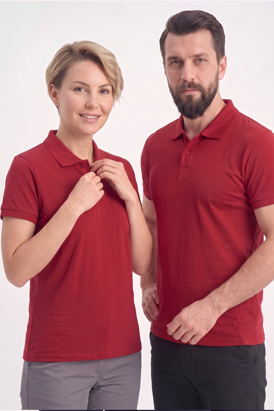 Kırmızı Polo Yaka Kısa Kol İş Tişörtü Penye Lacoste Kumaş