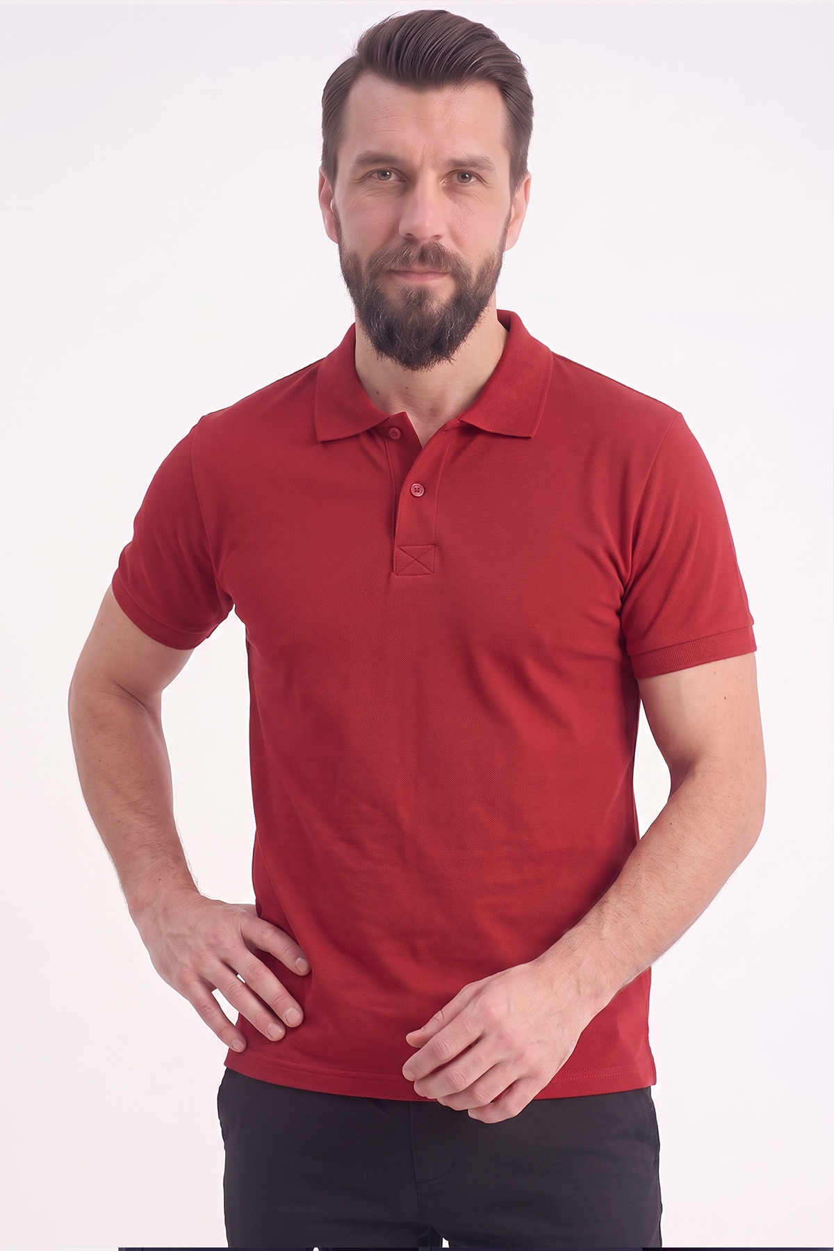 Kırmızı Polo Yaka Kısa Kol İş Tişörtü Penye Lacoste Kumaş