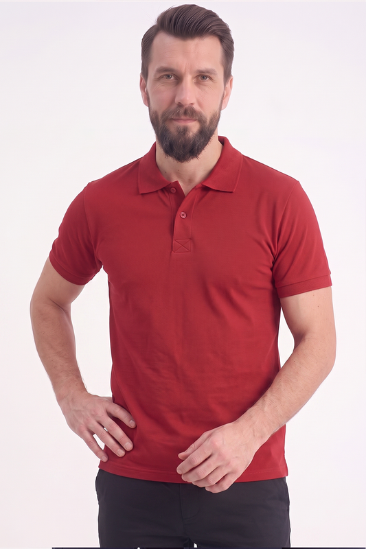 Kırmızı Polo Yaka Kısa Kol İş Tişörtü Penye Lacoste Kumaş