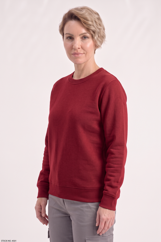 Kırmızı Yuvarlak Yaka İş Sweatshirt 2 İplik