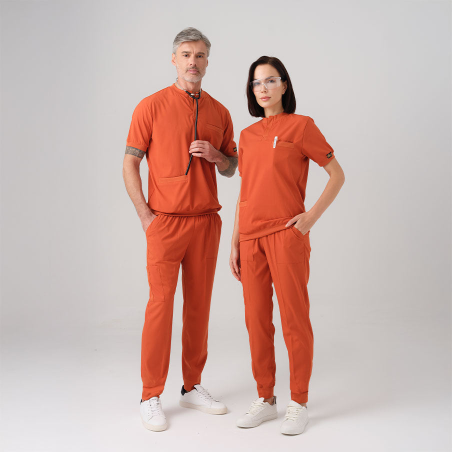 Kiremit Star Doktor Hemşire Medikal Scrubs Takım Best Likralı Kumaş