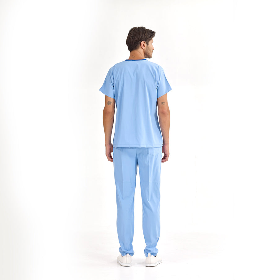 Açık Mavi Dr. Greys Doktor Hemşire Medikal Scrubs Takım Lüks Likralı Kumaş