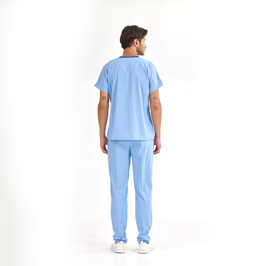 Açık Mavi Dr. Greys Doktor Hemşire Medikal Scrubs Takım Lüks Likralı Kumaş