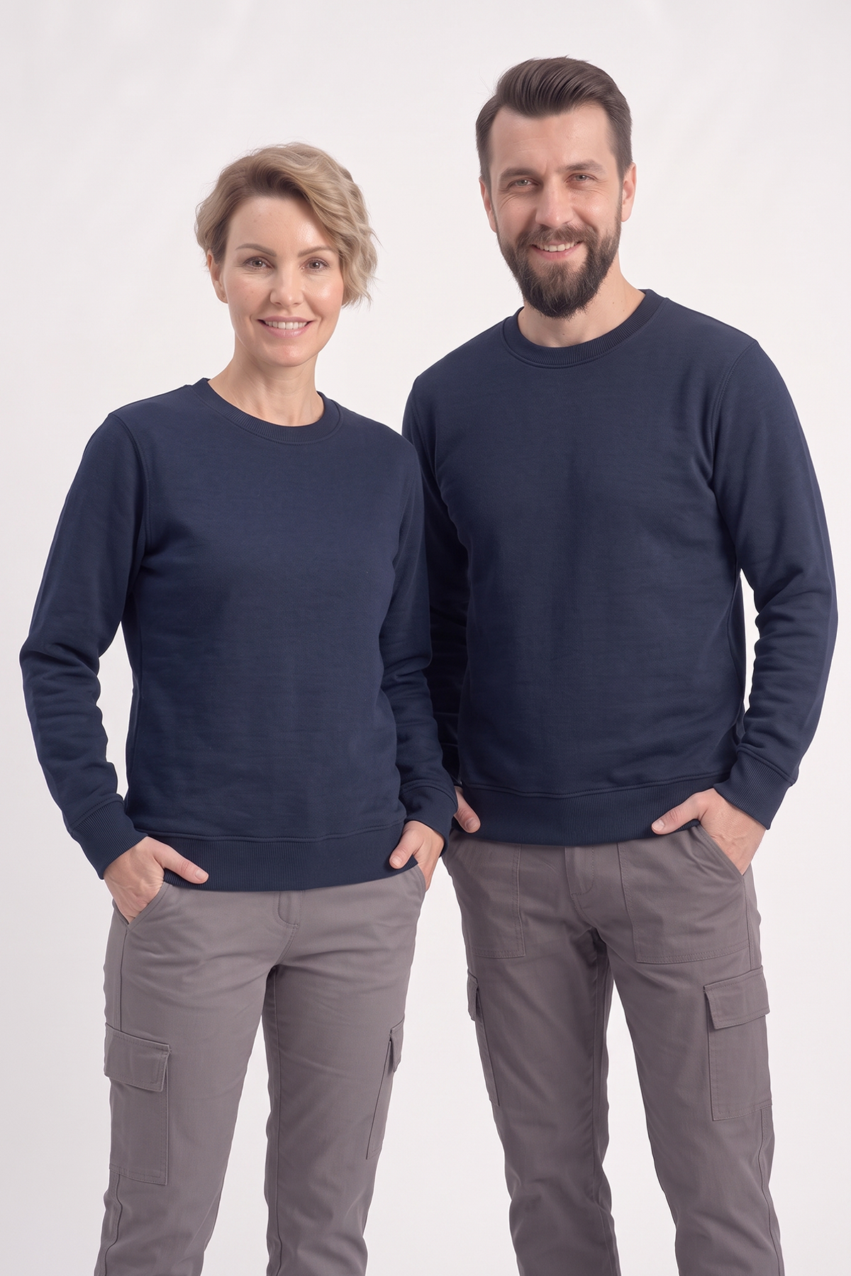Lacivert Yuvarlak Yaka İş Sweatshirt 2 İplik