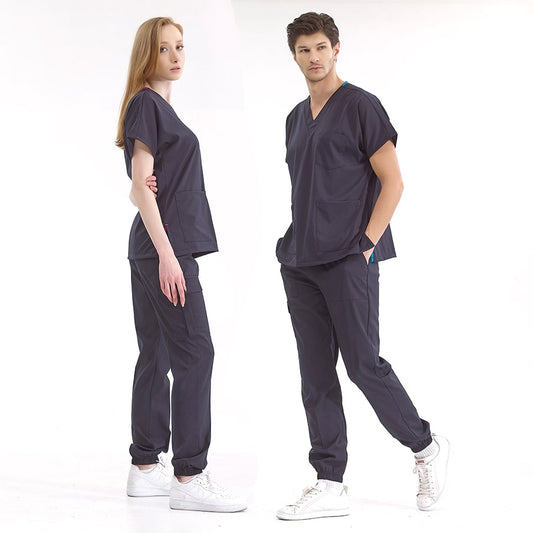 Lacivert Jogger Doktor Hemşire Medikal Scrubs Takım Lüks Likralı Kumaş