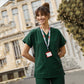 Avcı Yeşili Dr. Greys Doktor Hemşire Medikal Scrubs Takım Lüks Likralı Kumaş