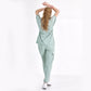 Mint Yeşili Jogger Doktor Hemşire Medikal Scrubs Takım Lüks Likralı Kumaş