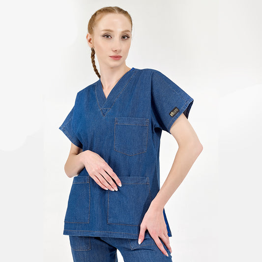 Kot Mavisi Tek Üst Medijean Dr. Greys Modeli (Gerçek Kot Kumaşı)