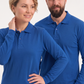 Saks Mavisi Polo Yaka Uzun Kol İş Sweatshirtü Penye Lacoste Kumaş