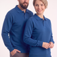Saks Mavisi Polo Yaka İş Sweatshirt 3 İplik Şardonlu