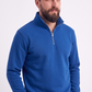 Saks Mavisi Dik Yaka Yarım Fermuarlı İş Sweatshirt 3 İplik