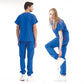Saks Mavisi Jogger Doktor Hemşire Medikal Scrubs Takım Lüks Likralı Kumaş