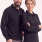 Siyah Polo Yaka İş Sweatshirt 3 İplik Şardonlu