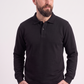 Siyah Polo Yaka İş Sweatshirt 3 İplik Şardonlu