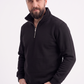 Siyah Dik Yaka Yarım Fermuarlı İş Sweatshirt 3 İplik Şardonlu