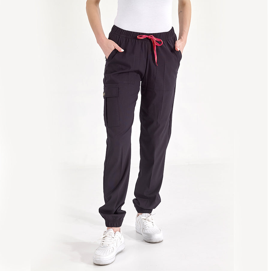 Siyah Jogger Doktor Hemşire Pantolonu (Tek Alt) Lüks Likralı Kumaş