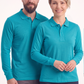 Turkuaz Polo Yaka Uzun Kol İş Sweatshirtü Penye Lacoste Kumaş