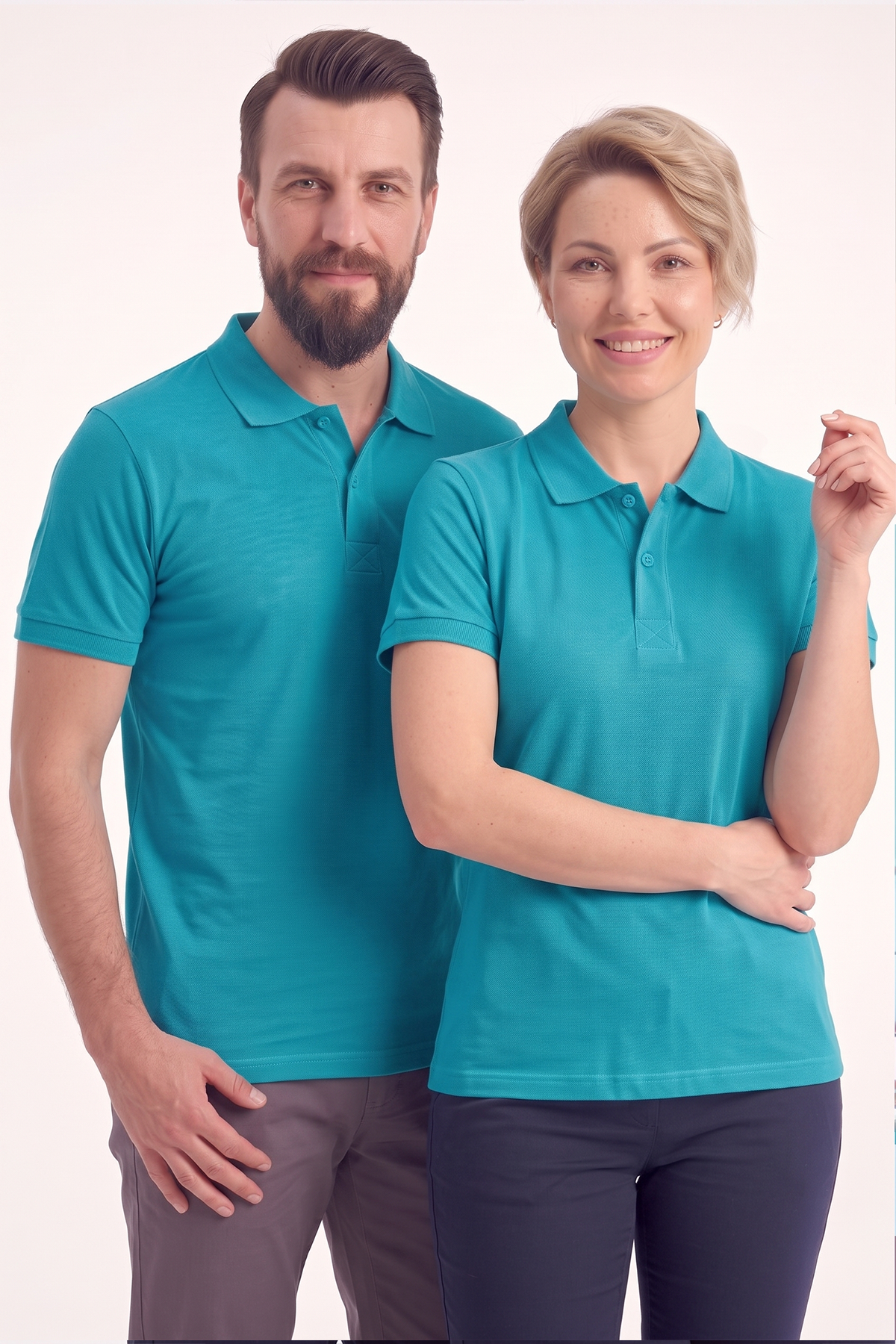 Turkuaz Polo Yaka Kısa Kol İş Tişörtü Penye Lacoste Kumaş