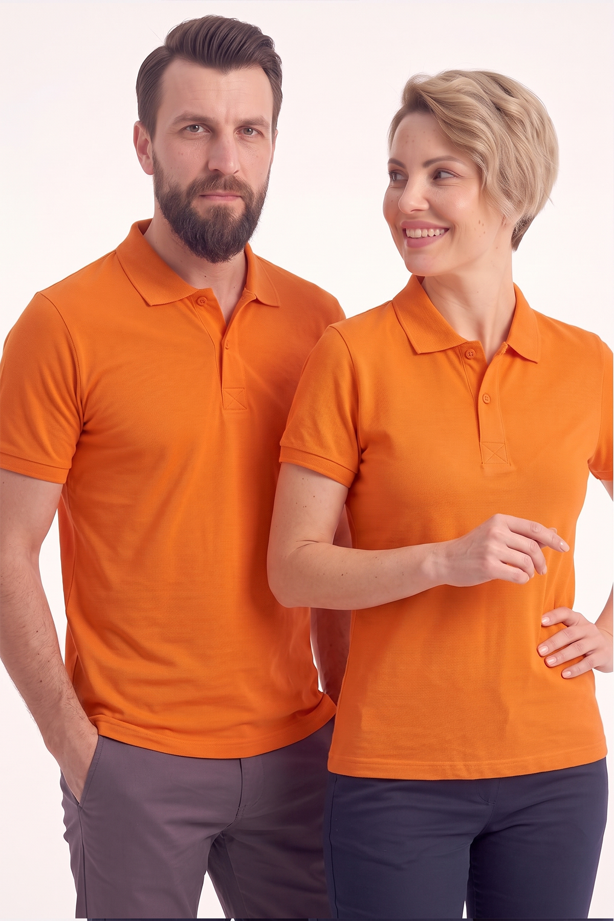 Turuncu Polo Yaka Kısa Kol İş Tişörtü Penye Lacoste Kumaş