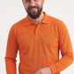 Turuncu Polo Yaka Uzun Kol İş Sweatshirtü Penye Lacoste Kumaş