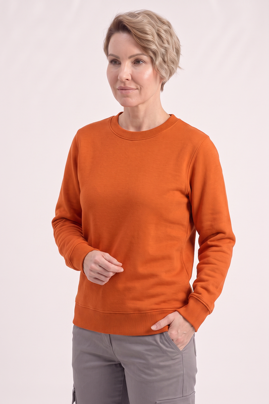 Turuncu Yuvarlak Yaka İş Sweatshirt 2 İplik