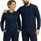 Lacivert Polo Yaka Uzun Kol İş Sweatshirtü Penye Lacoste Kumaş