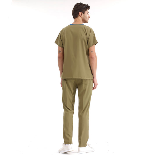 Haki Dr. Greys Doktor Hemşire Medikal Scrubs Takım Lüks Likralı Kumaş