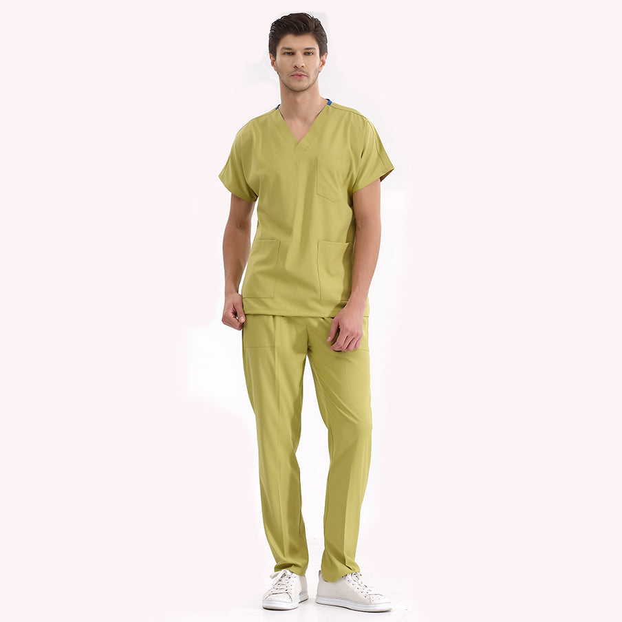 Antep Fıstığı Dr. Greys Doktor Hemşire Medikal Scrubs Takım Lüks Likralı Kumaş