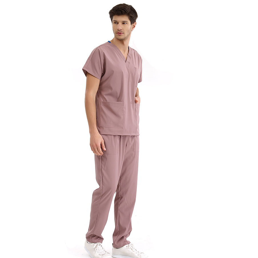 Gül Kurusu Dr. Greys Doktor Hemşire Medikal Scrubs Takım Lüks Likralı Kumaş