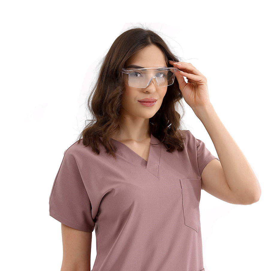 Gül Kurusu Dr. Greys Doktor Hemşire Medikal Scrubs Takım Lüks Likralı Kumaş