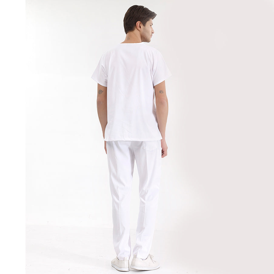 Beyaz Dr. Greys Doktor Hemşire Medikal Scrubs Takım Lüks Likralı Kumaş