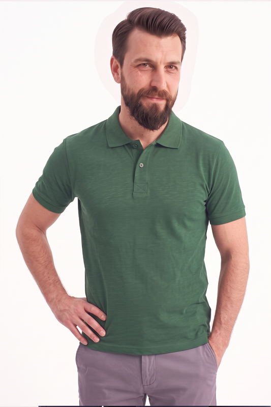 Avcı Yeşili Polo Yaka Kısa Kol İş Tişörtü Penye Lacoste Kumaş