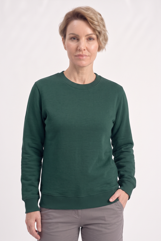 Avcı Yeşili Yuvarlak Yaka İş Sweatshirt 2 İplik