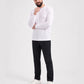 Beyaz %100 Pamuk Penye Yuvarlak Yaka Sweatshirt Uzun Kol