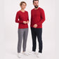 Kırmızı %100 Pamuk Penye Yuvarlak Yaka Sweatshirt Uzun Kol